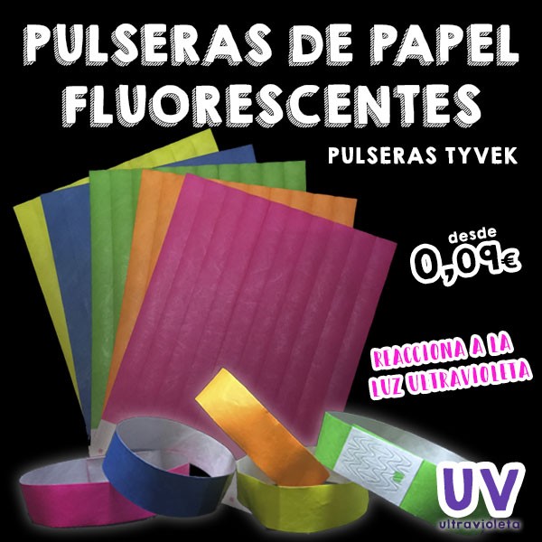 Regreso Acostumbrados a Cusco Pulseras Tyvek Fluorescentes UV para Fiestas - Grupo TodoLuminosos SL